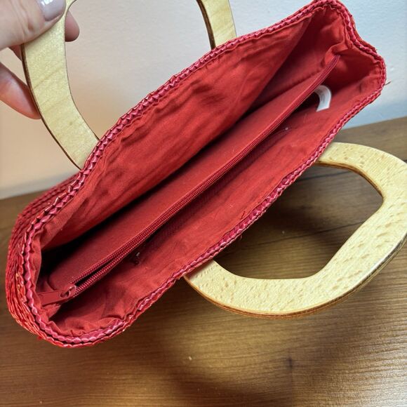 VTG Jennifer Moore Red Rattan Wicker Bag Classic - Picture 13 of 13